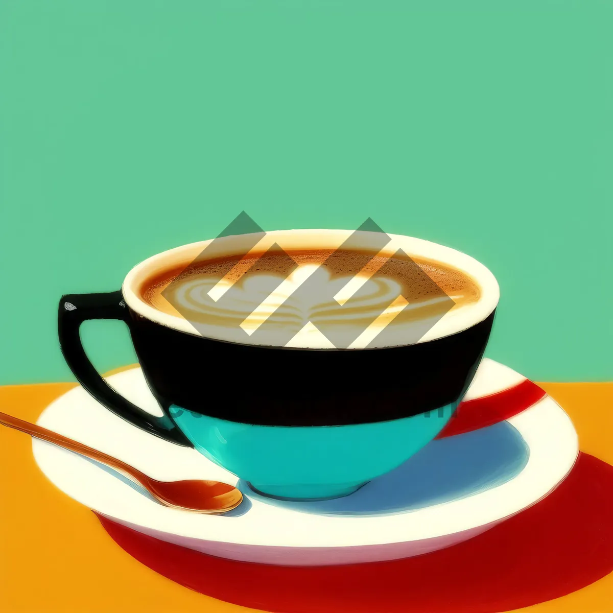 Picture of Steamy Cup of Cappuccino on Saucer