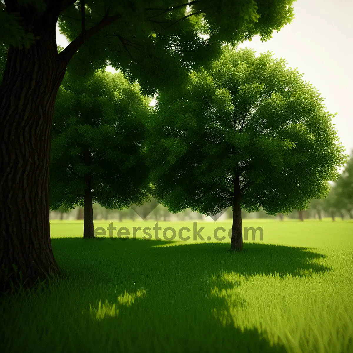 Picture of Tranquil Summer Forest with Lush Green Trees