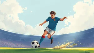 Happy man playing soccer outdoors in summer