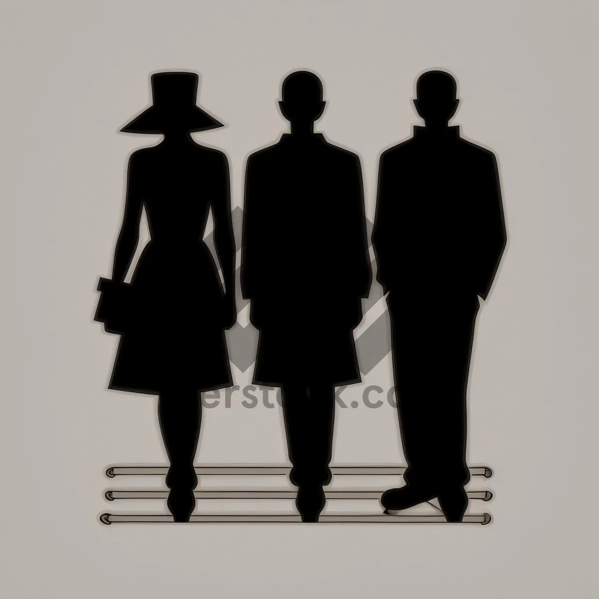 Picture of Businessmen in Black: Powerful Group of Silhouetted Professionals