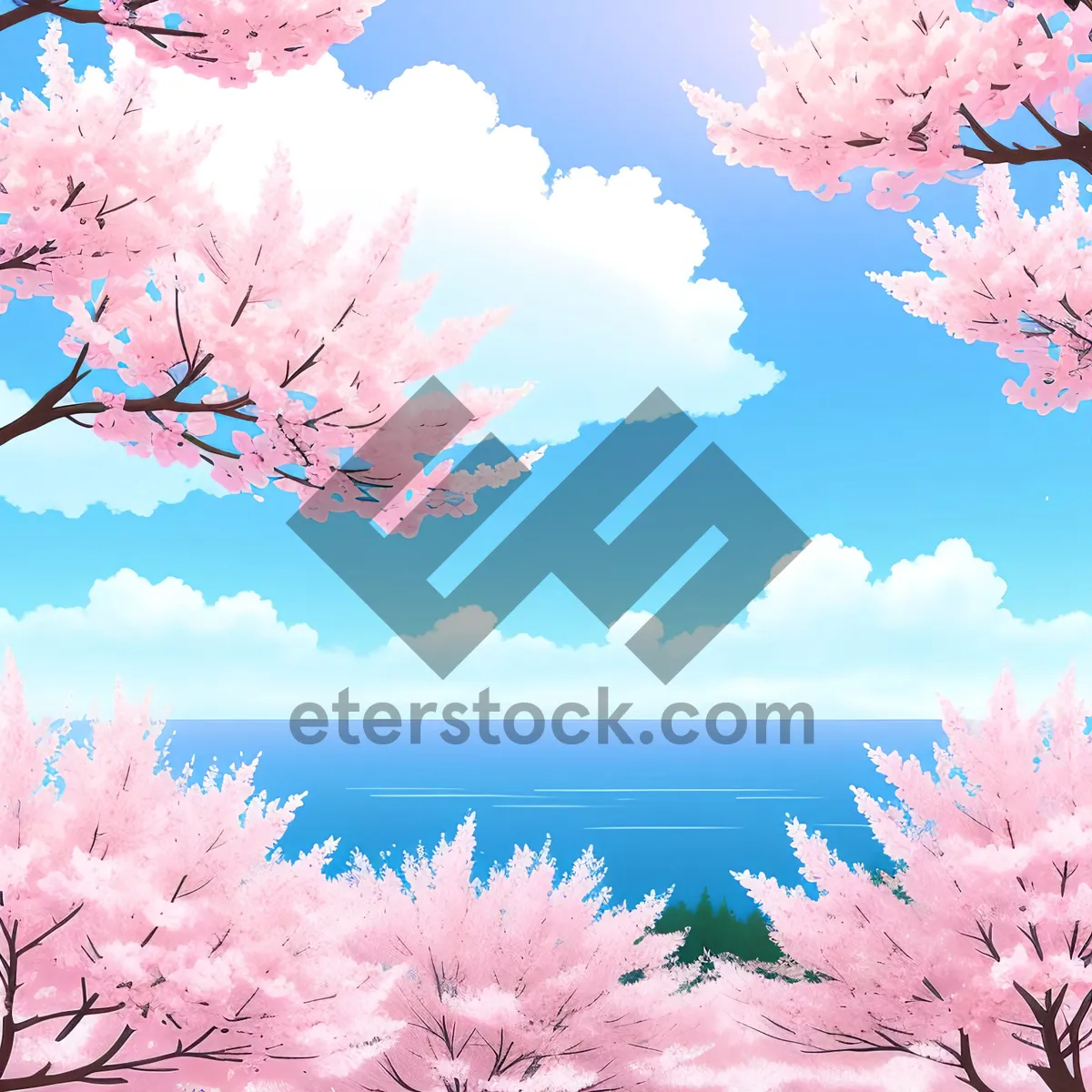 Picture of Vibrant Autumn Maple Tree in Pink Sky