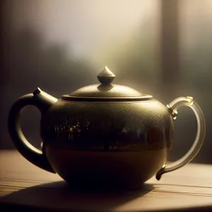 Traditional Brown Ceramic Teapot with Handle