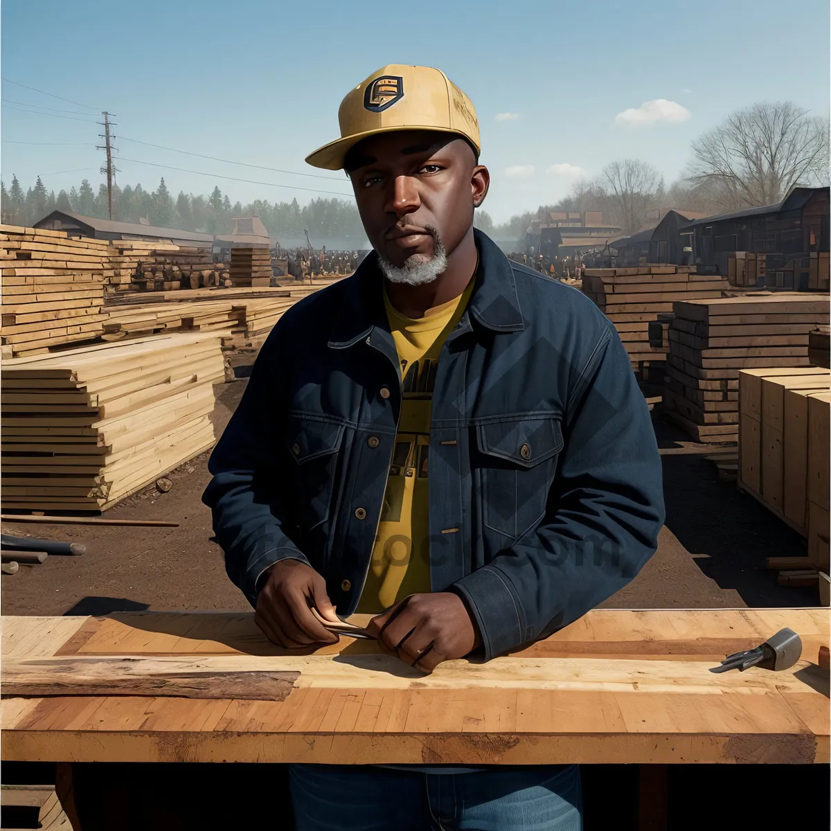 Picture of Skilled Carpenter Engaging with Marimba during Break