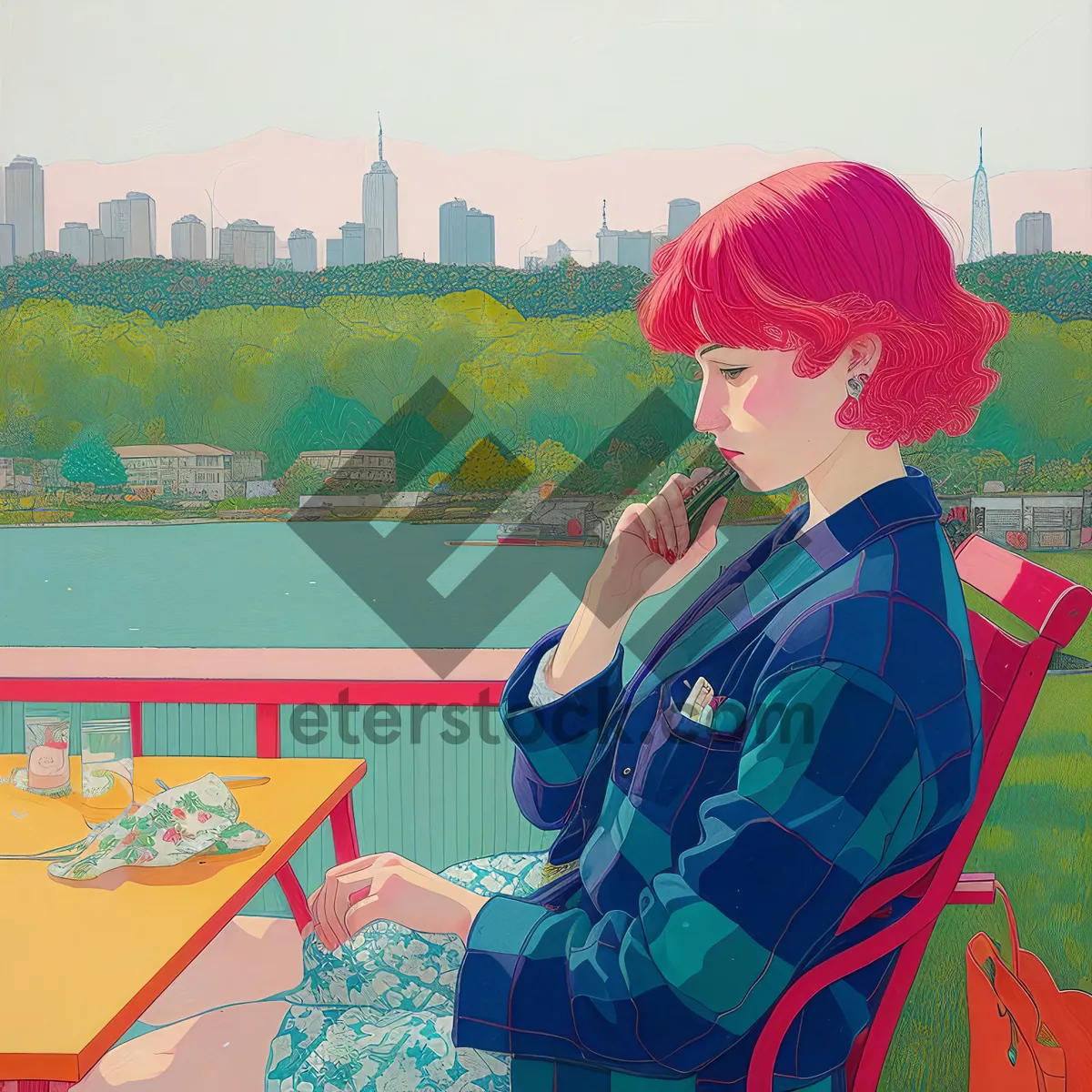 Picture of Happy student in a classroom with blackboard.