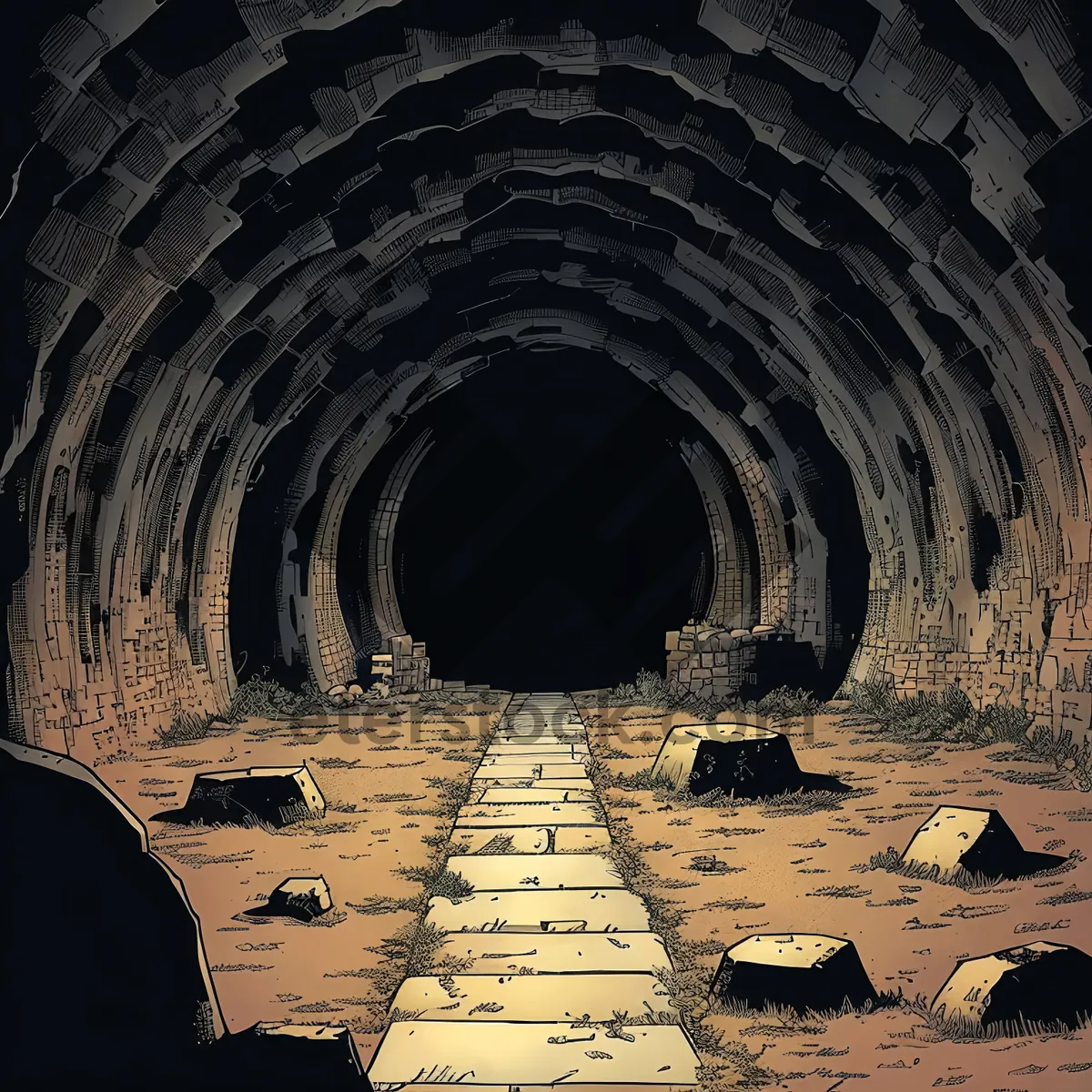 Picture of Ancient Stone Tunnel: Historical Landmark and Architectural Ruins