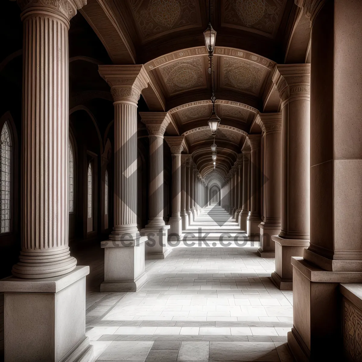 Picture of Stunning Cathedral Interior with Gothic Columns