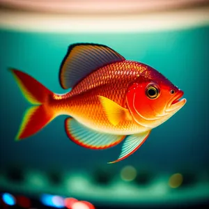 Vibrant Goldfish Swimming in Aquarium Bowl