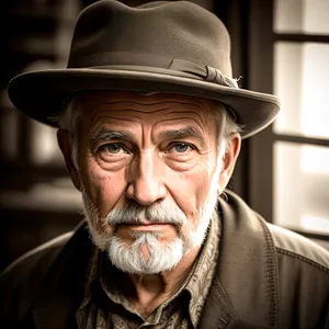 Smiling Senior Man wearing Cowboy Hat