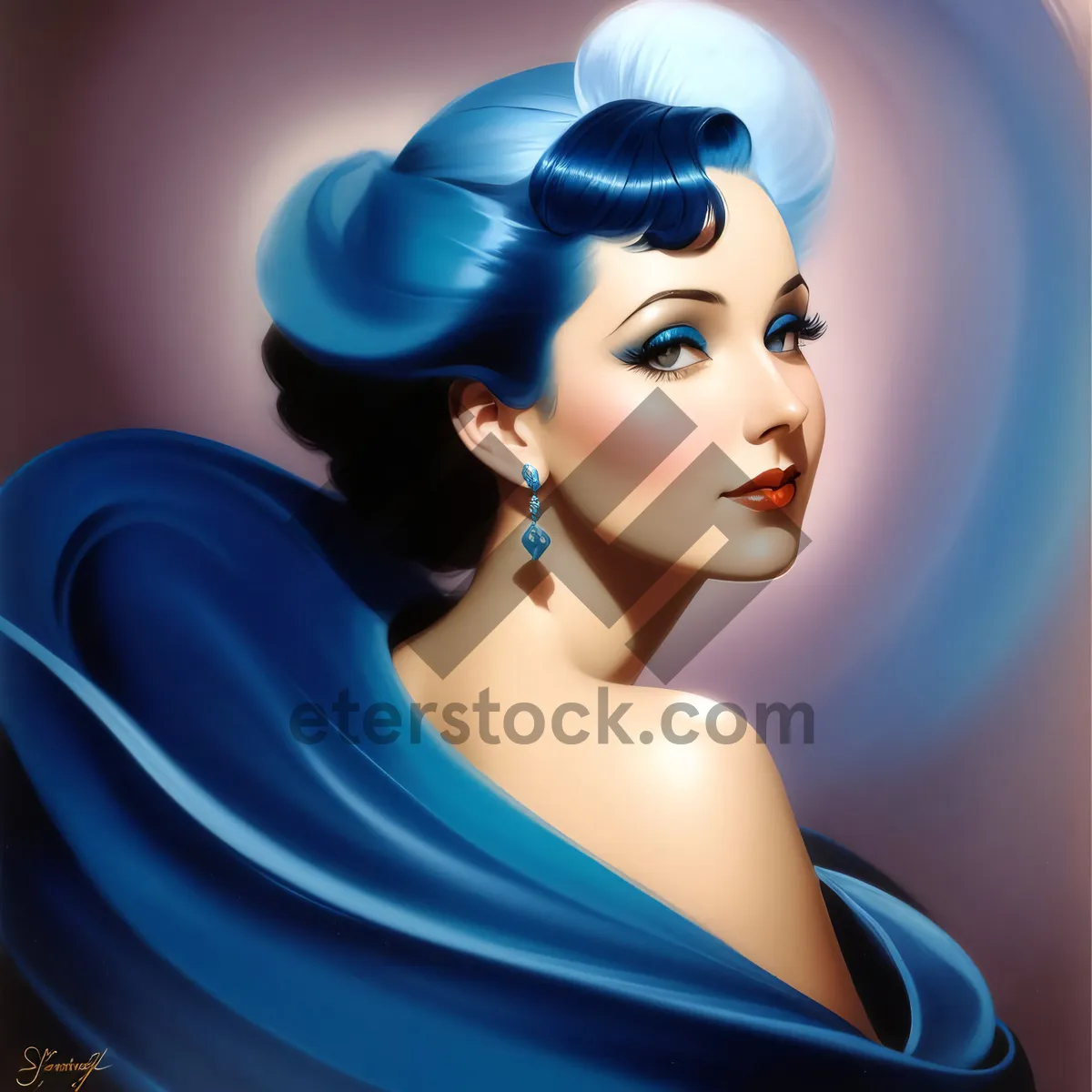 Picture of Cartoon housewife with coquettish shoulder and hair.