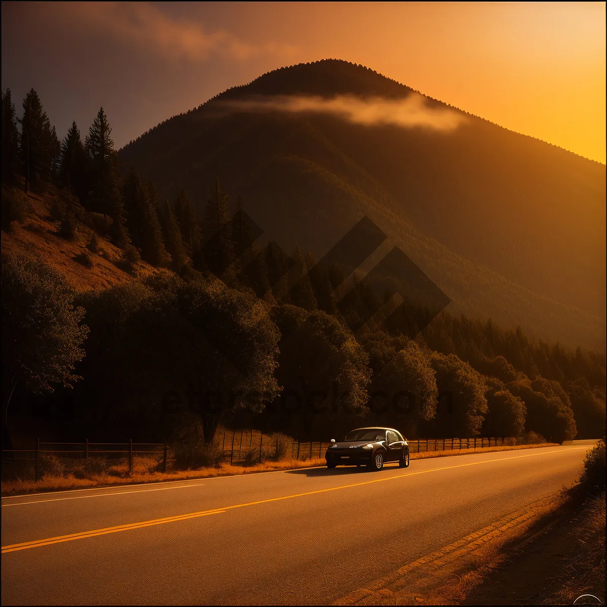 Picture of Scenic Mountain Highway with Majestic Sky