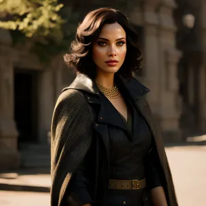 Smiling Businesswoman in Stylish Leather Robe