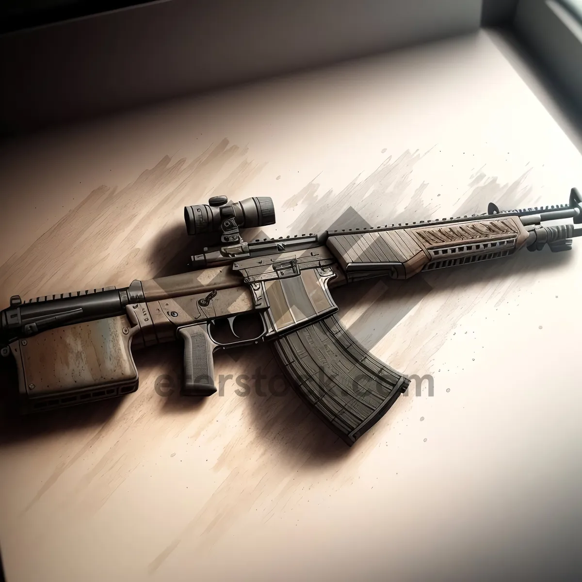 Picture of Modern military assault rifle with metal construction