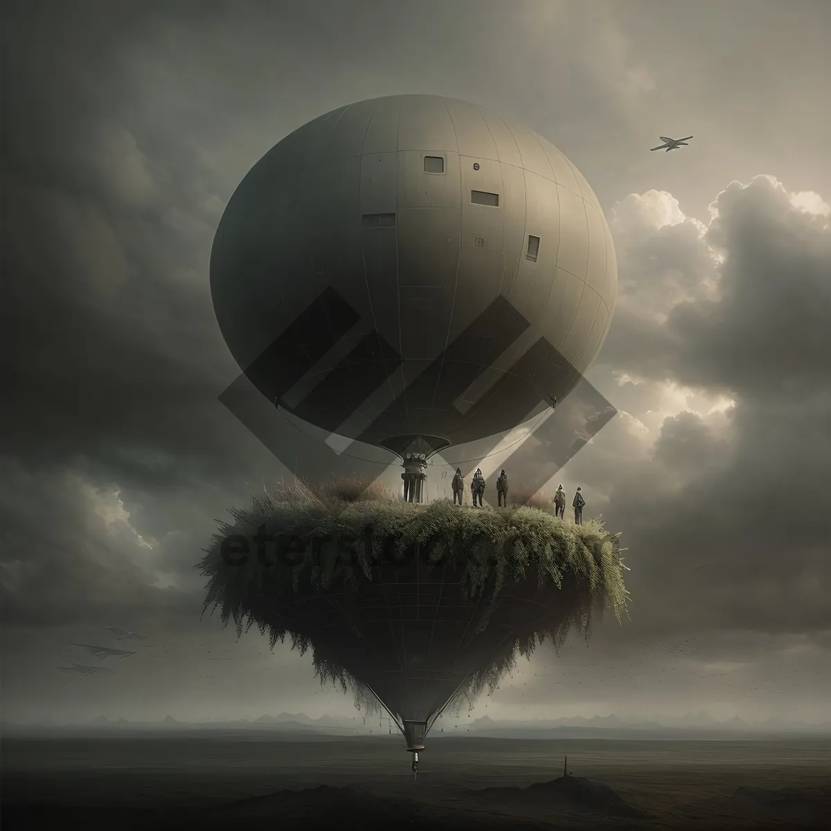 Picture of Skybound Floating Airship Over Water Tower