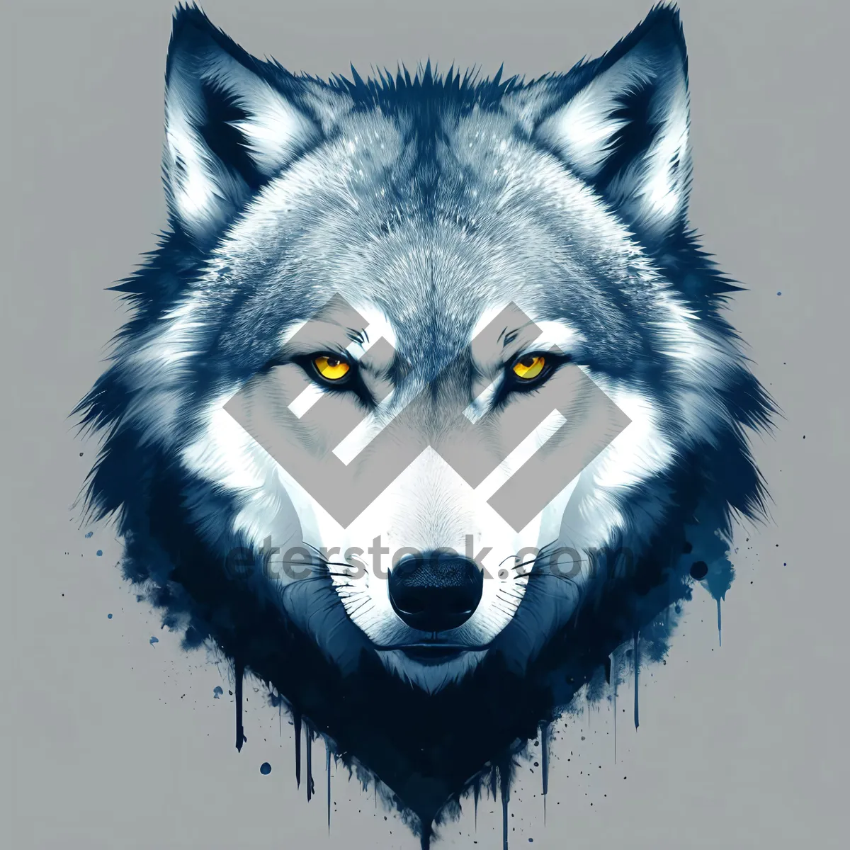 Picture of Majestic Snow White Timber Wolf Portrait with Piercing Eyes