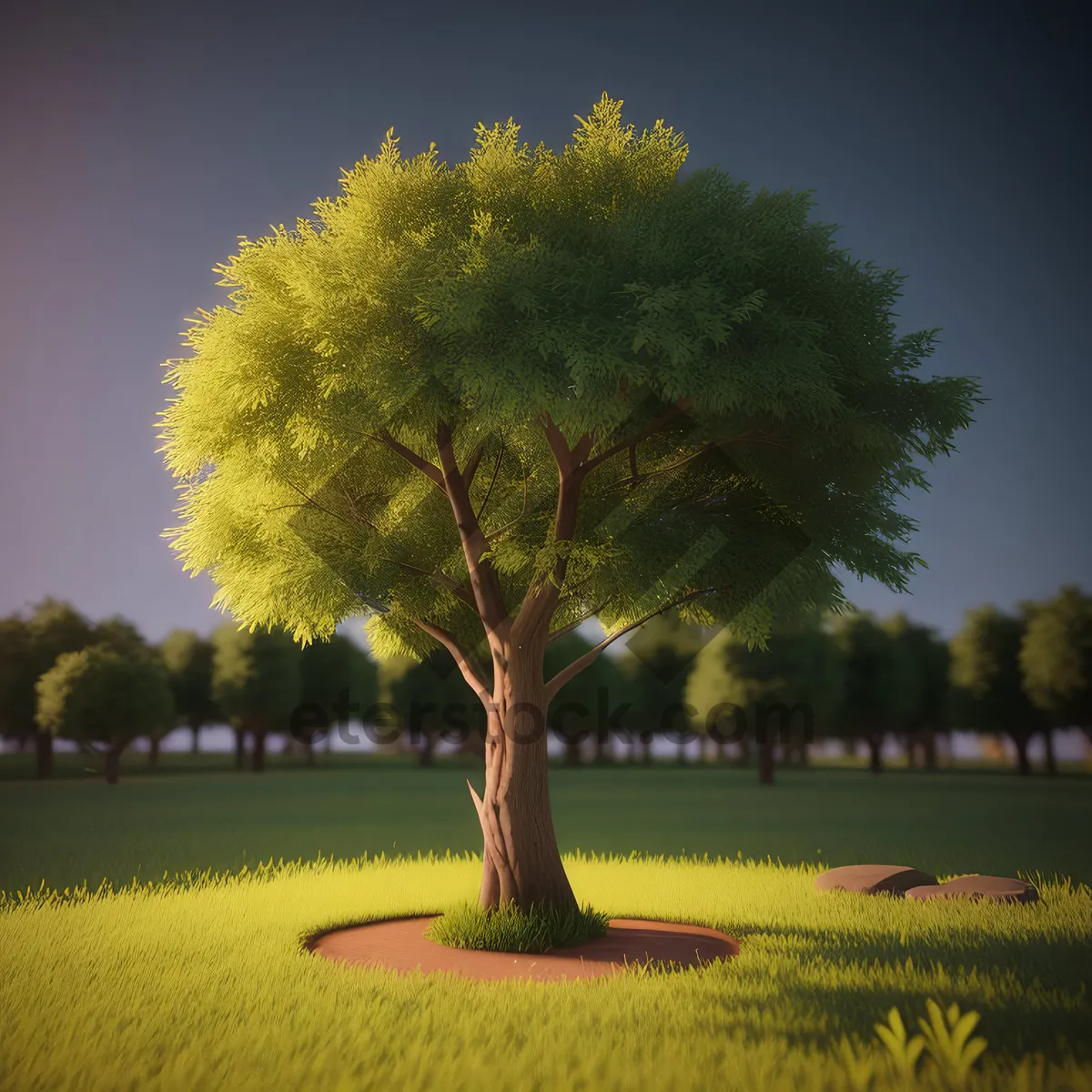 Picture of Golden Acacia Tree in Autumn Countryside