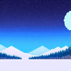 Winter Wonderland: Snowy Tree Landscape on Electronic Display