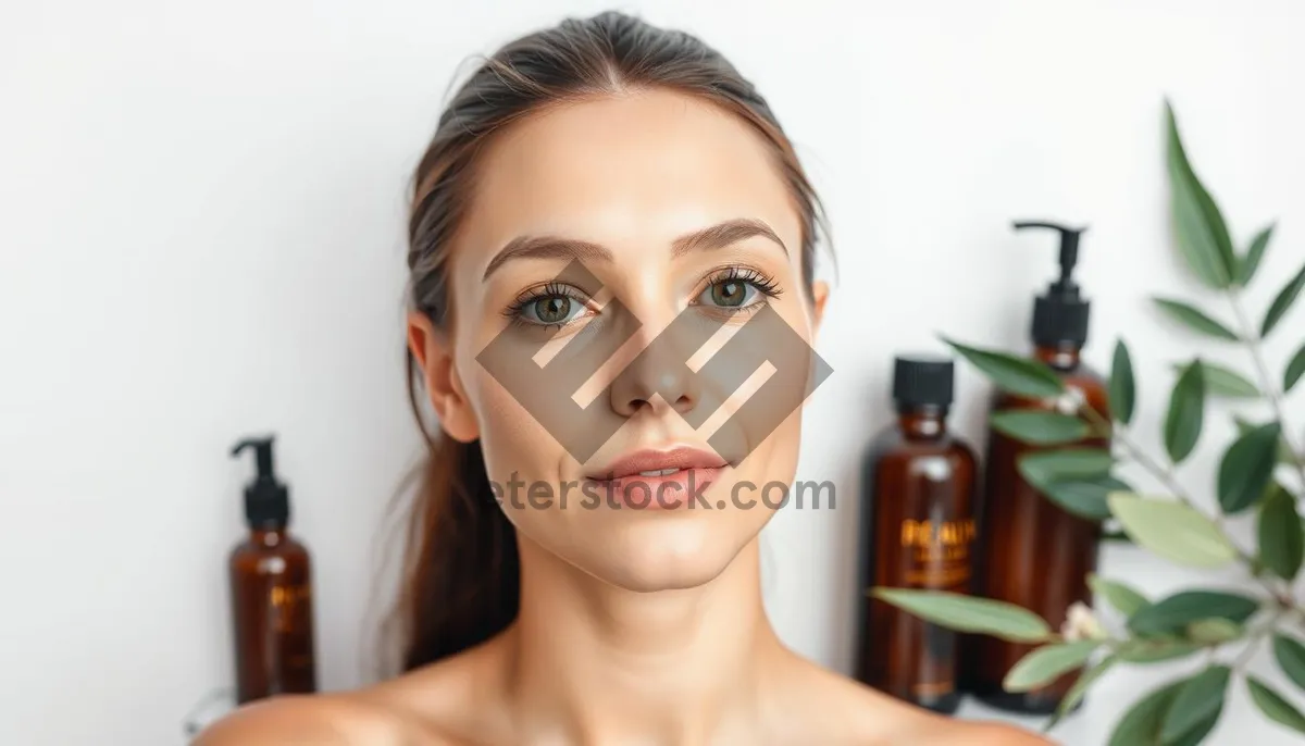 Picture of Healthy skincare model with attractive makeup smiling gracefully.