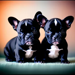 Cute Black Bulldog Studio Portrait - Playful Canine