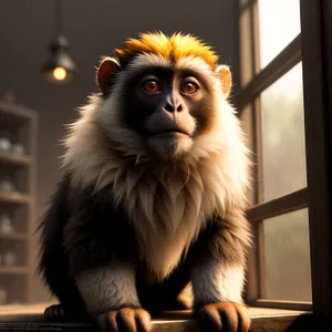 Majestic Wild Ape: Marmoset Monkey with Piercing Eyes