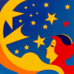 Lunar Symbol with Stars - Iconic Design