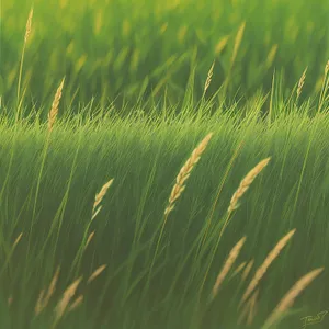 Vibrant Aquatic Meadow with Lush Wheat Fields