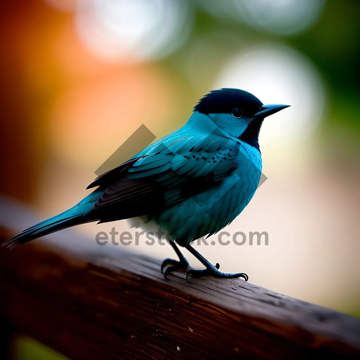 Picture of Wild Jay perched on branch, majestic feathers.