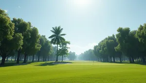 Scenic Golf Course with Flag and Trees