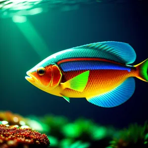 Colorful Underwater Goldfish in Aquatic Aquarium