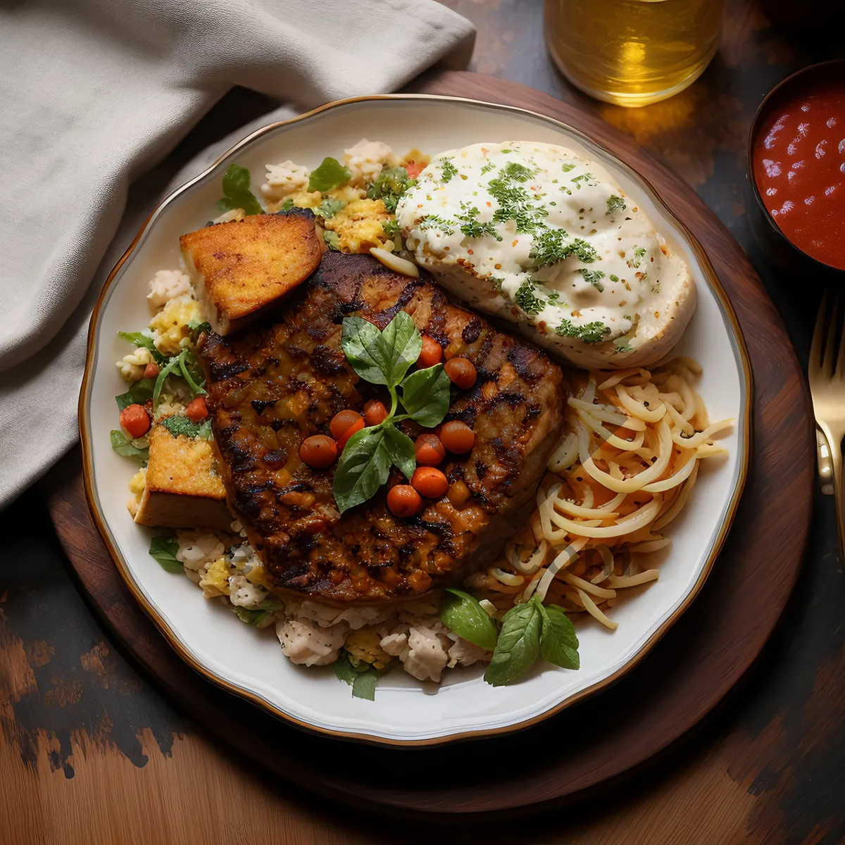 Picture of Healthy Vegetable Salad with Spicy Steak