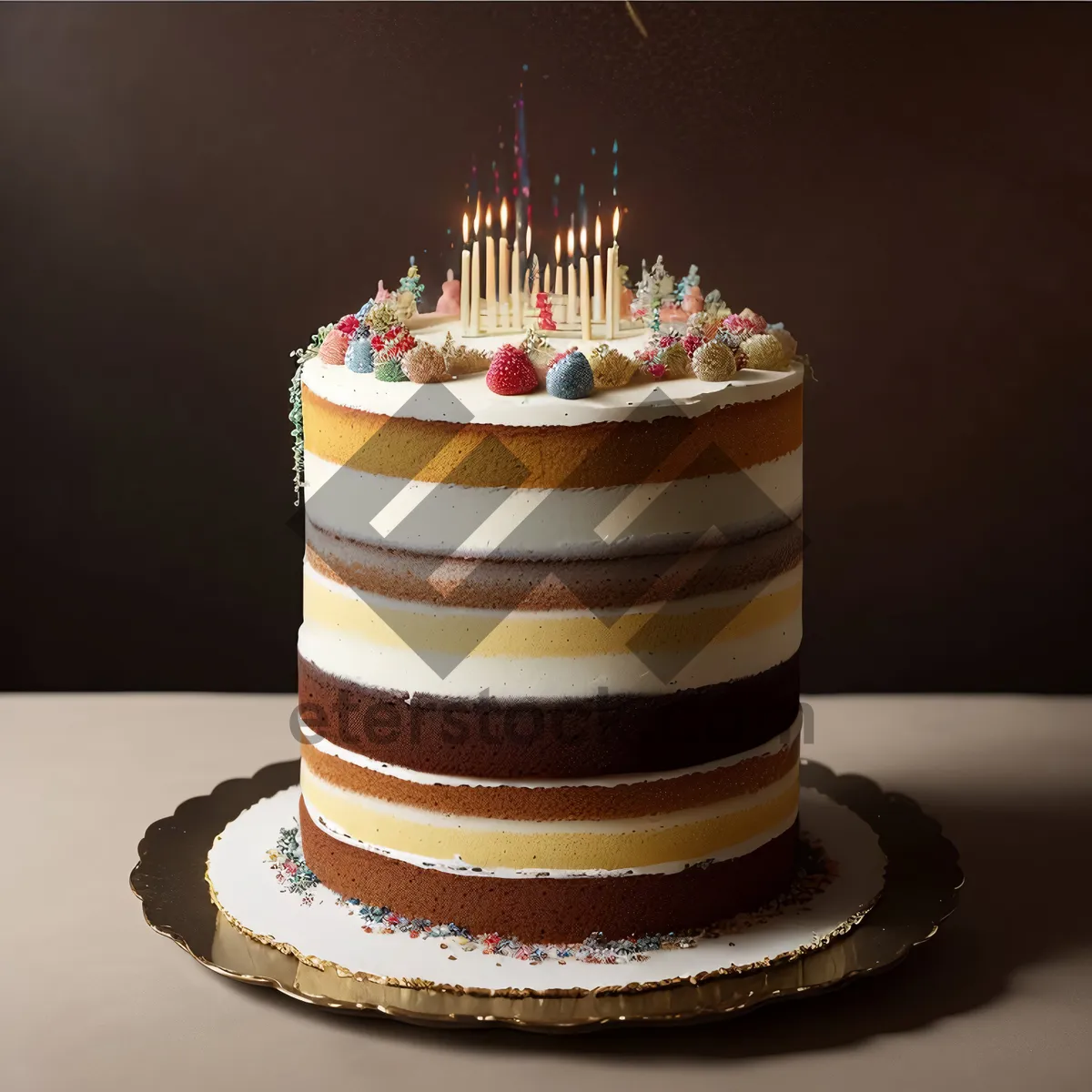 Picture of Gourmet birthday cupcake with chocolate icing and candle.