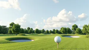 Golfer at Resort Course Driving Ball on Fairway