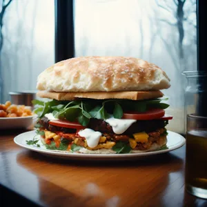 Grilled Cheeseburger with Fresh Salad and Fries