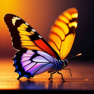 Vibrant Monarch Butterfly Gliding Under Sunlit Sky