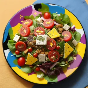 Gourmet salad with grilled chicken and fresh vegetables