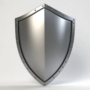 Graphic emblem with shiny metal shield design
