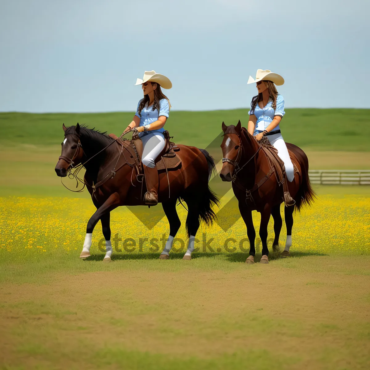 Picture of Majestic Stallion Galloping on Rural Pasture