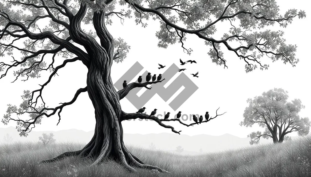 Picture of Silhouette of tree branch against the sky