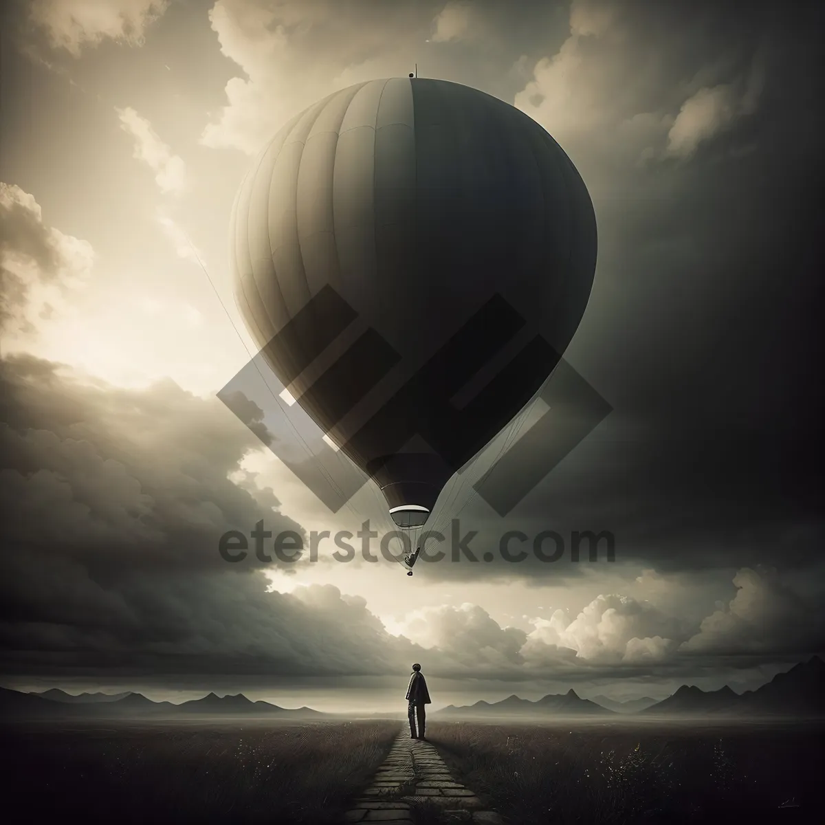 Picture of Colorful Hot Air Balloon Floating in the Sky