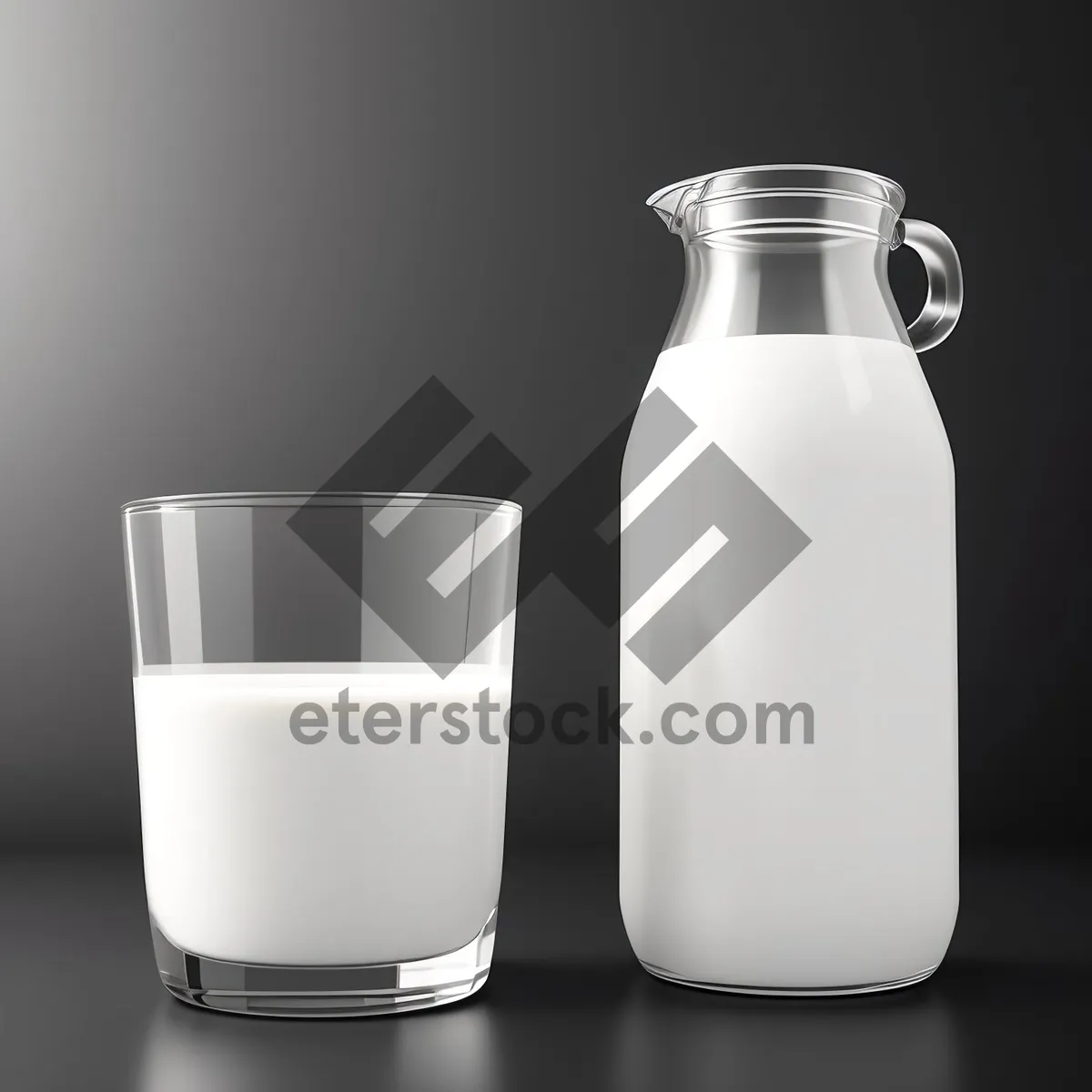 Picture of Transparent Milk Bottle with Beverage Label