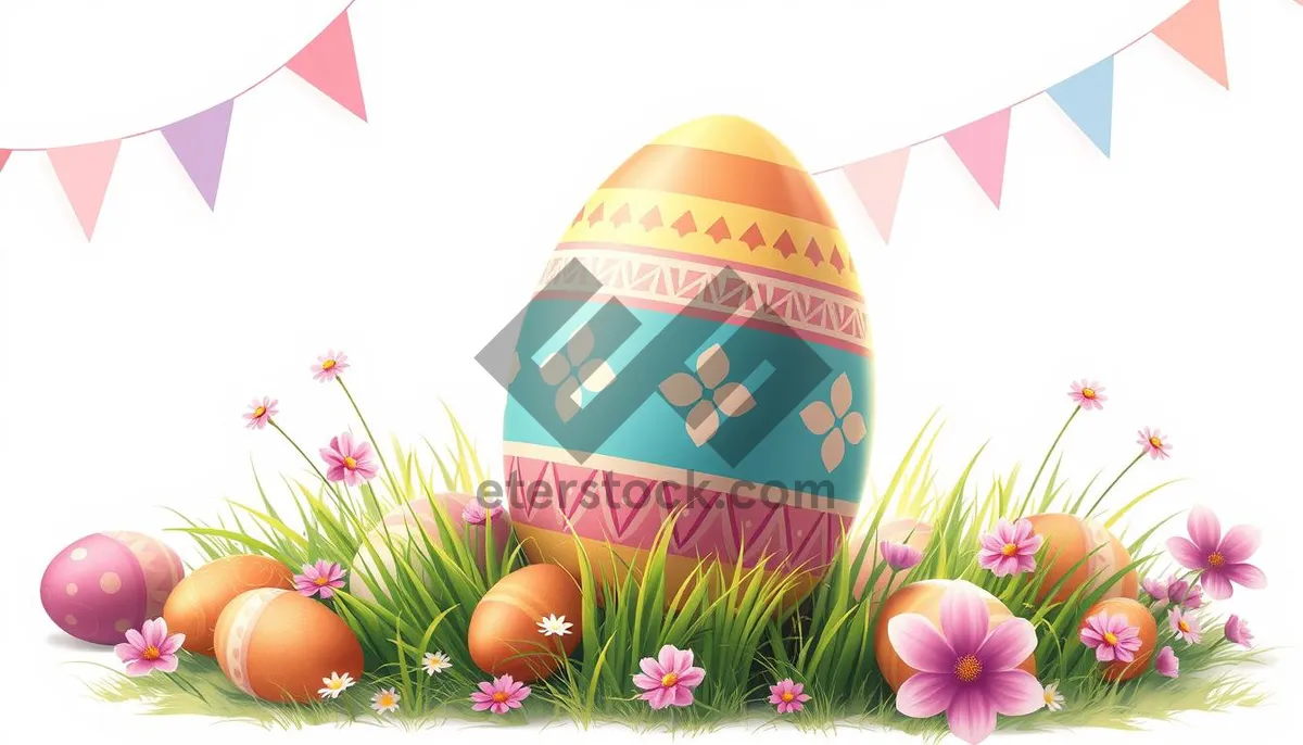 Picture of Colorful Easter Egg in Spring Grass