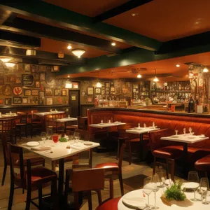 Modern interior design of a contemporary restaurant dining area.
