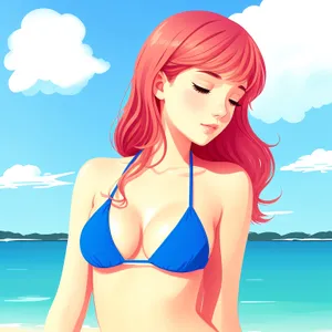 Pretty Coquette with Attractive Smile - Cartoon Image