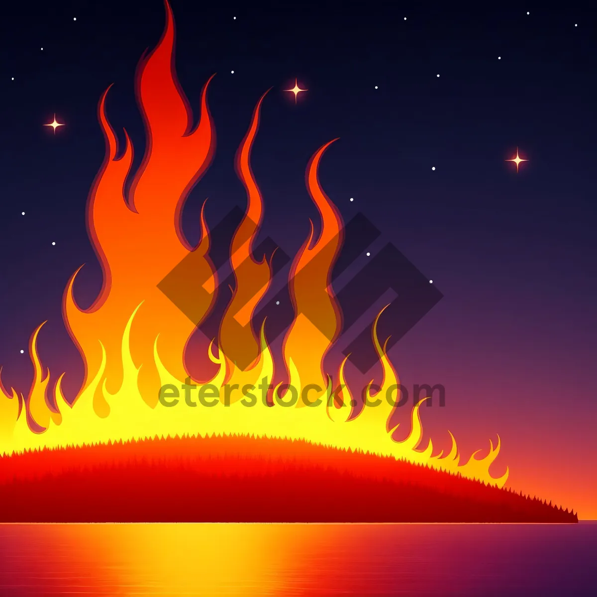 Picture of Fiery Blaze: Abstract Heat and Flames in Orange