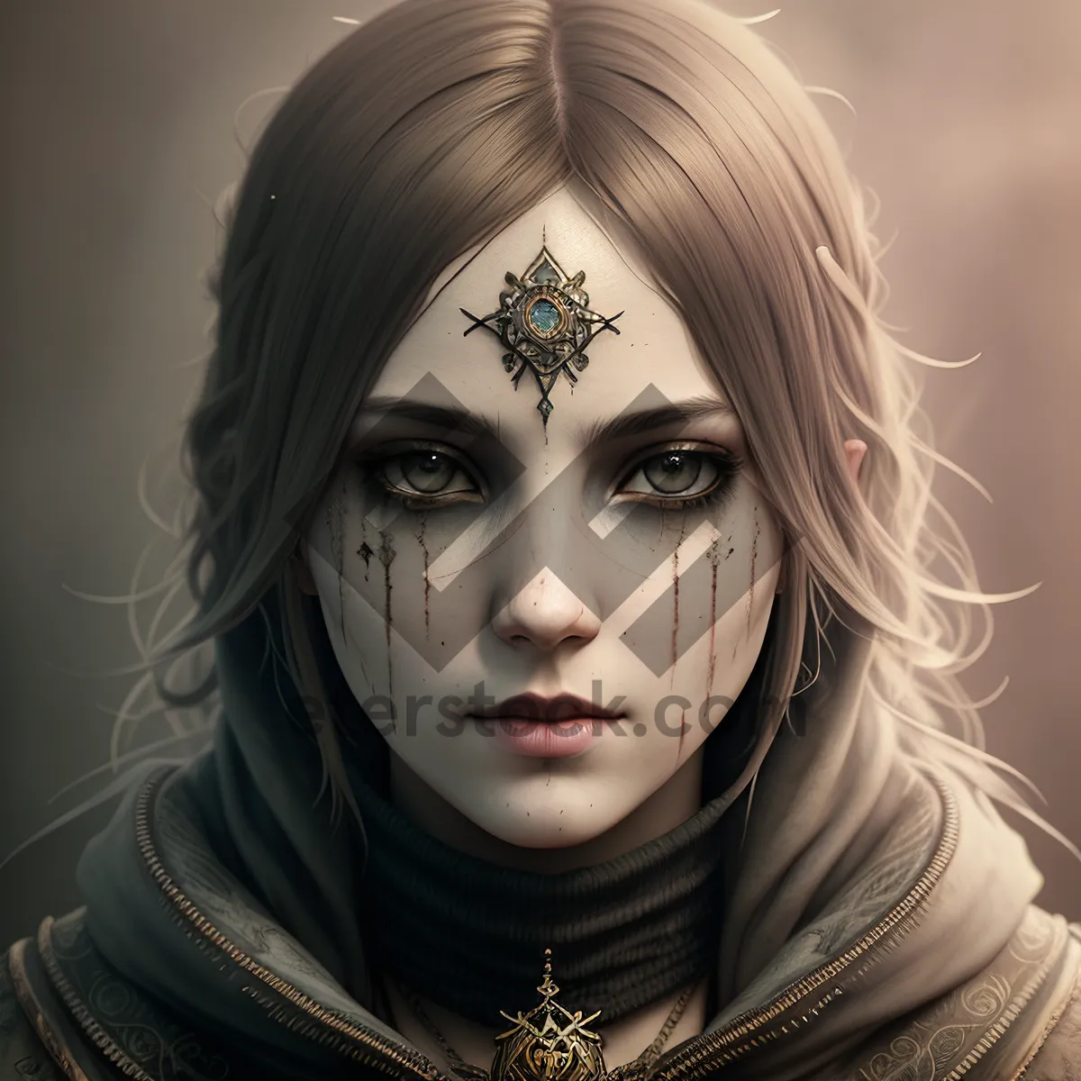 Picture of Mysterious Beauty: Seductive Gaze Peeking Through Lace Mask