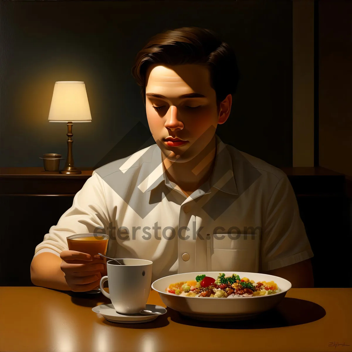 Picture of Adult couple enjoying a meal in a restaurant.