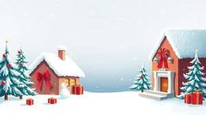 Winter Holiday Home with Snowman in Snowy Season