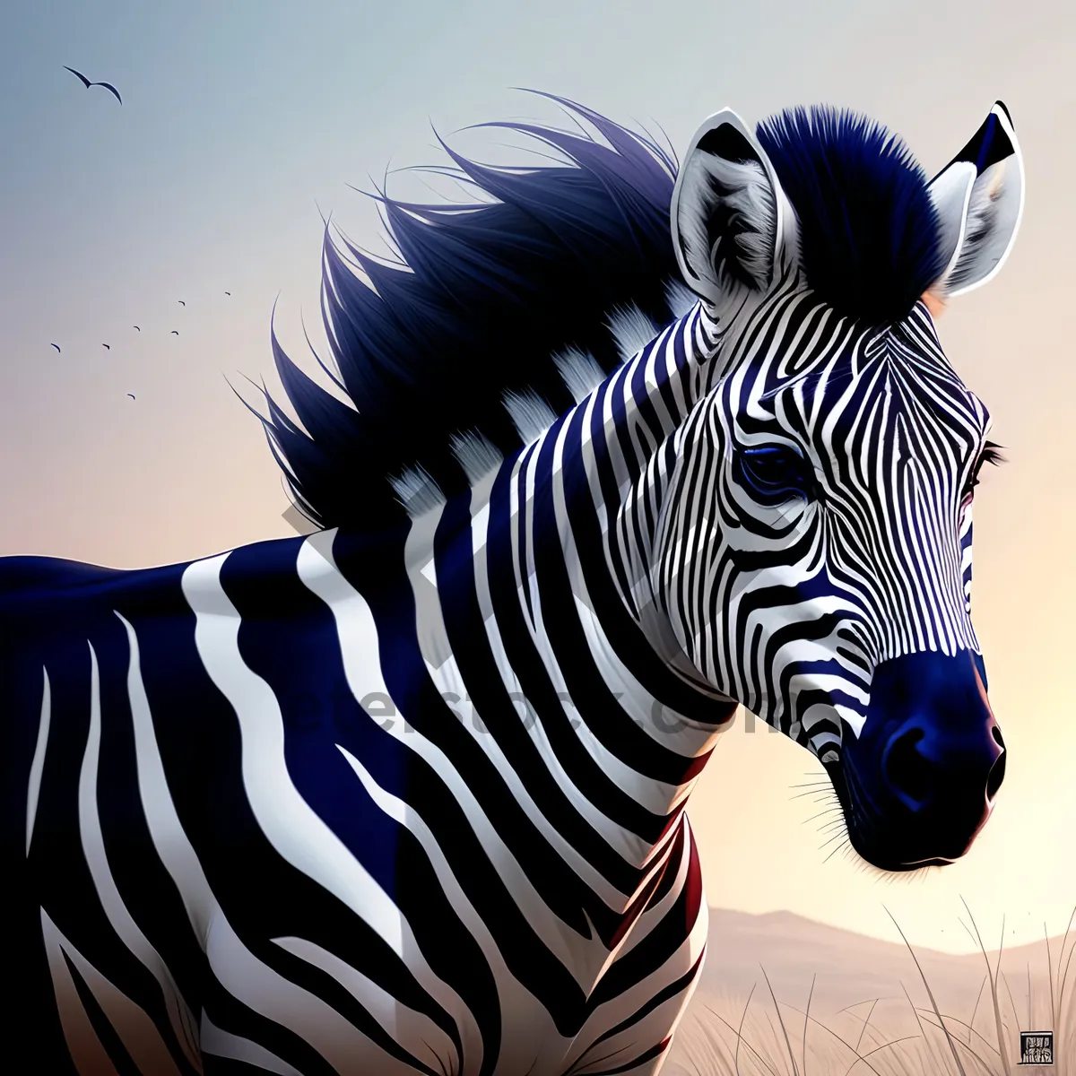 Picture of Graceful Striped Equines Roaming African Grasslands