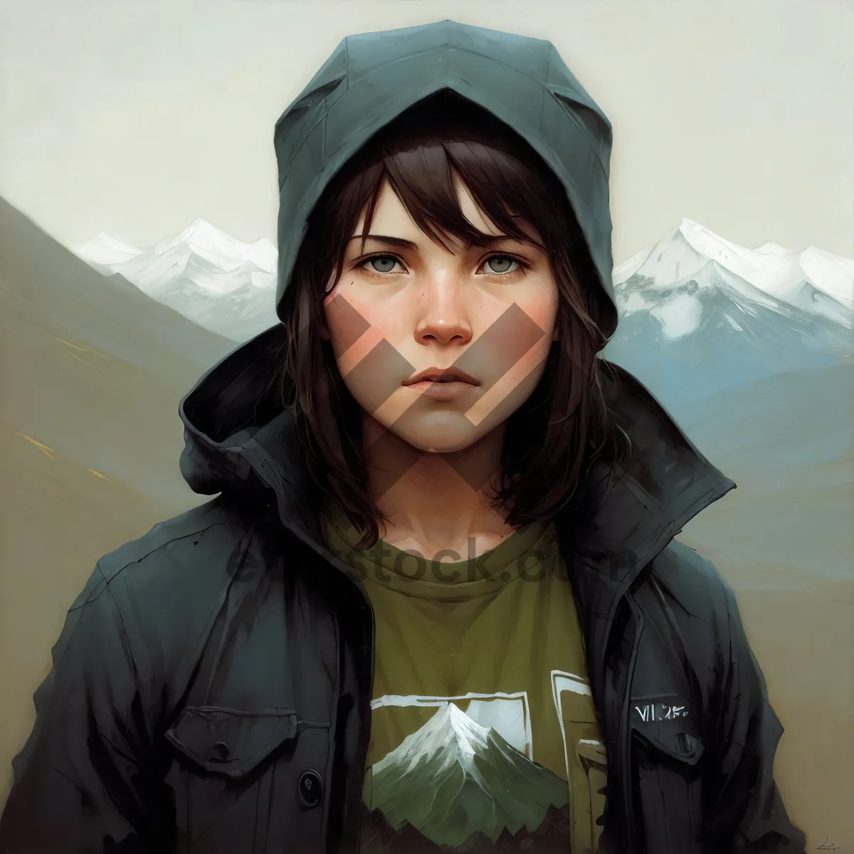 Picture of Happy Smiling Fashionably: Pretty Brunette Lady in Sweatshirt