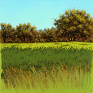 Vibrant Summer Rural Landscape with Wheat Fields