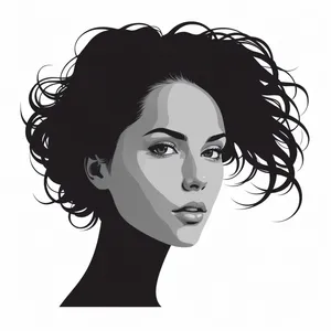 Fashionable Cartoon Face with Artistic Hairstyle